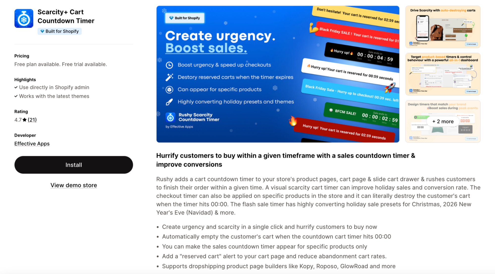 Scarcity+ Cart Countdown Timer
